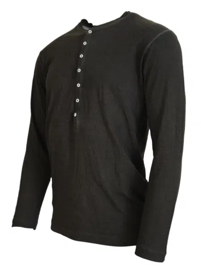 Dsquared2 Gray Cotton Linen Long Sleeves Pullover Sweater In Black