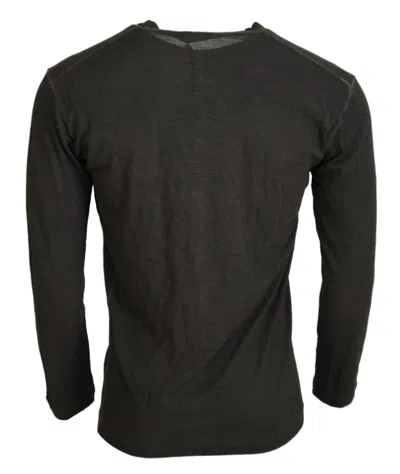 Dsquared2 Gray Cotton Linen Long Sleeves Pullover Sweater In Black