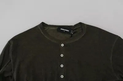 Dsquared2 Gray Cotton Linen Long Sleeves Pullover Sweater In Black