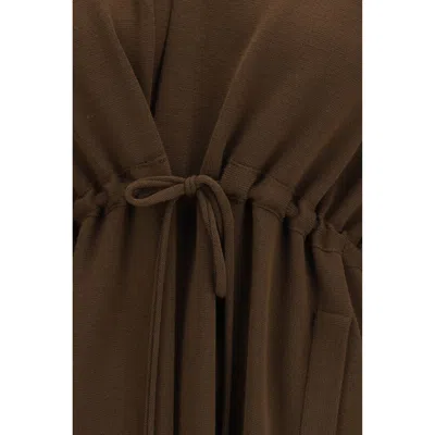 Ella Deconstructed Drawstring Cardigan In Brown