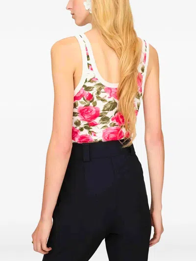 Chloé Cotton Henley Tank Top With All-over Floral Pattern In Pink
