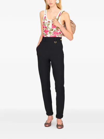 Chloé Cotton Henley Tank Top With All-over Floral Pattern In Pink