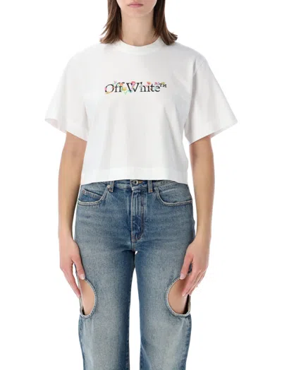 Off-white White Bookish Glowing Flower Cotton T-shirt