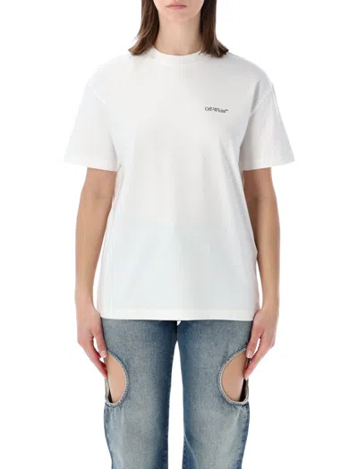 Off-white Crew Neck Cotton Floral Back T-shirt In White