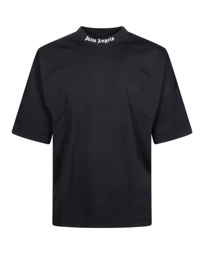 Palm Angels Mens Black White Classic Logo-print Cotton-jersey T-shirt M In Black