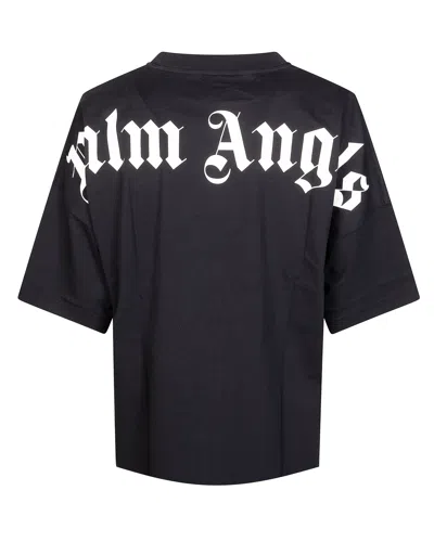 Palm Angels Mens Black White Classic Logo-print Cotton-jersey T-shirt M In Black