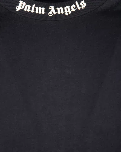 Palm Angels Mens Black White Classic Logo-print Cotton-jersey T-shirt M In Black