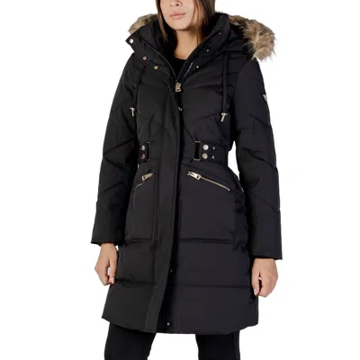 Guess Black Polyester Coat In Blue