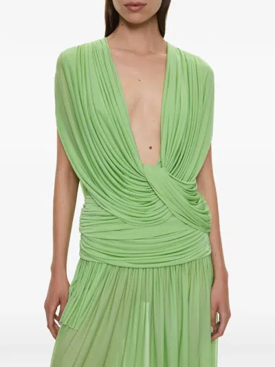 Christopher Esber Ripple Draped Jersey Top In Green