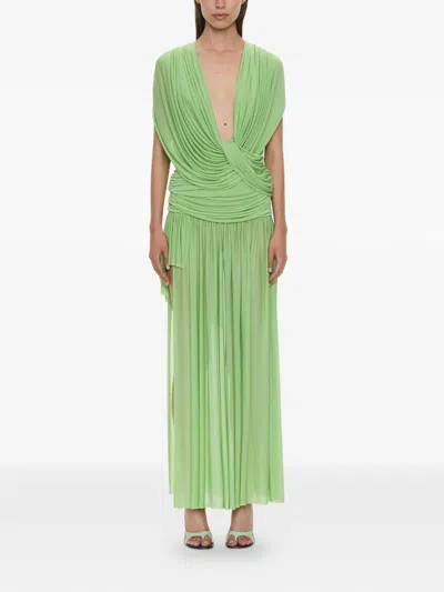 Christopher Esber Ripple Draped Jersey Top In Green