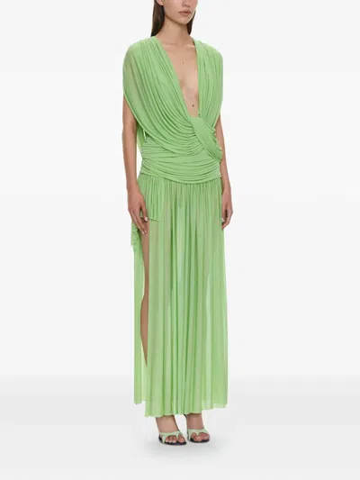 Christopher Esber Ripple Draped Jersey Top In Green