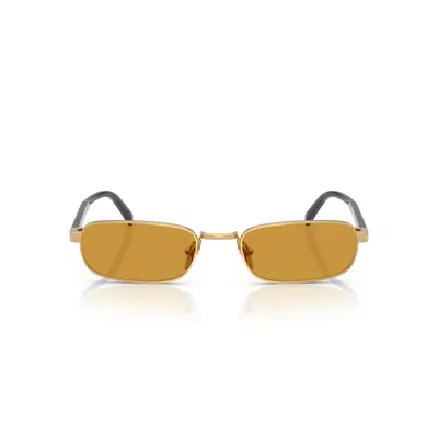 Prada 0pr B54s Amber-tinted Rectangular Sunglasses In Brown