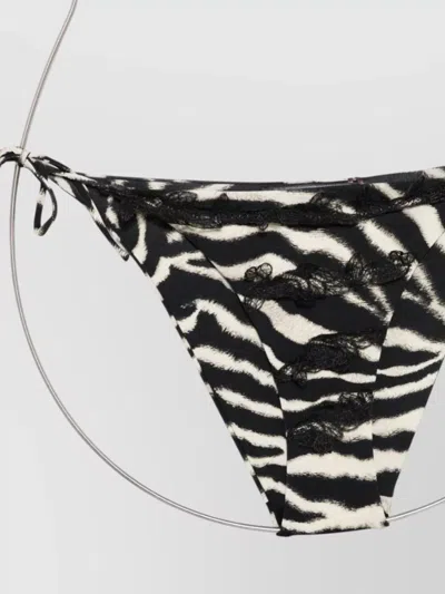 Ermanno Scervino Triangle Bikini Set Zebra Pattern Lace In Black