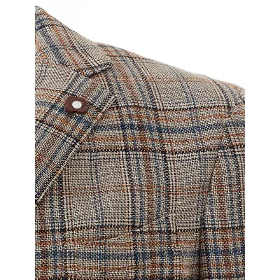Lardini Elegant Multicolor Linen Jacket In Gray