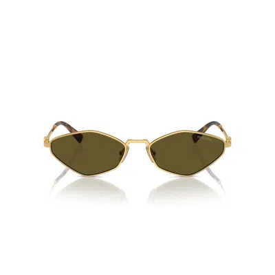 Miu Miu 0mu 56zs Angular Gold Metal Sunglasses In Green