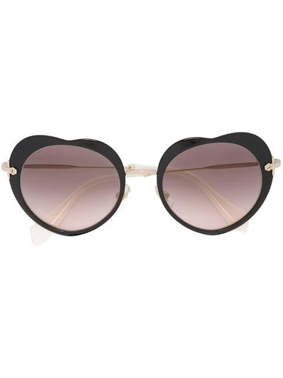 Shop Miu Miu Noir Heart Sunglasses