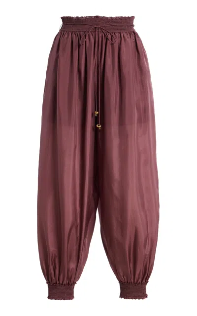 Zimmermann Womens Musk Aster Harem Silk Trousers Xs In Purple