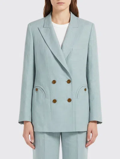 Blazé Milano Double Breasted Structured Shoulder Tailored Jacket In Gray