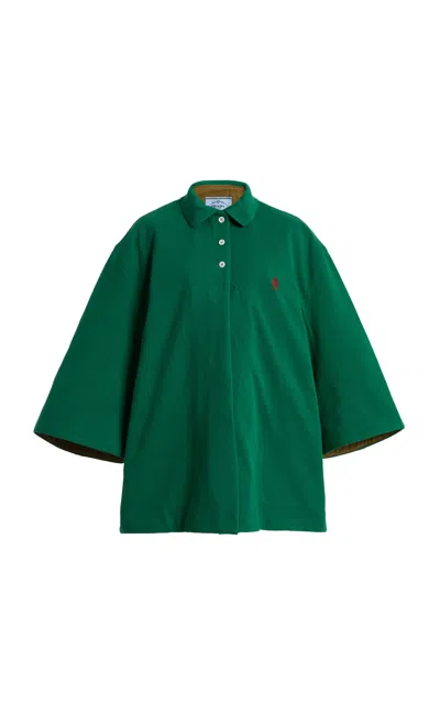 Prada Bicolor Polyethylene Biker Jacket In Green