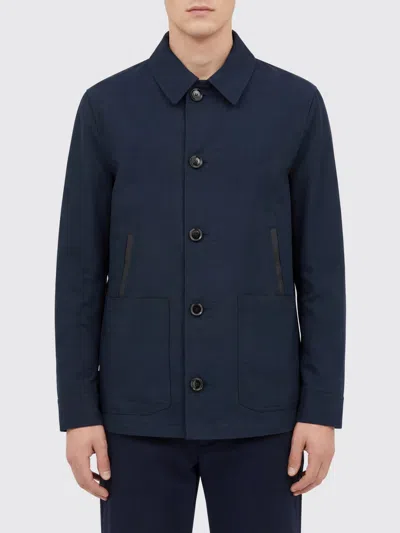 Brioni Desert Collared Jacket Front Pockets In Blue
