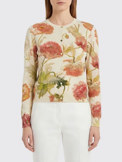 Carolina Herrera Floral Print Cardigan Sweaters And Cardigans White In Multi