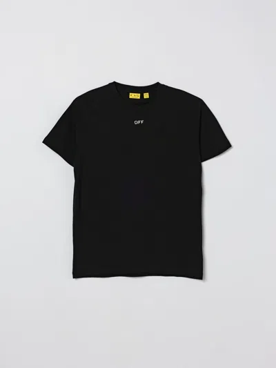 Off-white Kids Graphic-print Crewneck T-shirt In Black