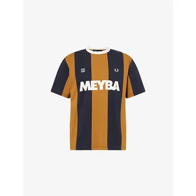 Fred Perry Meyba Cut And Sew Polo Shirt Navy In Brown