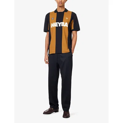Fred Perry Meyba Cut And Sew Polo Shirt Navy In Brown