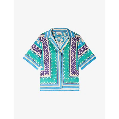 Sandro Graphic-print Short-sleeve Shirt In Multi