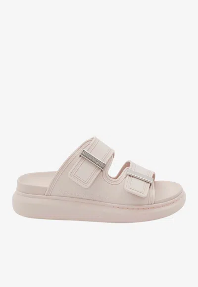 Alexander Mcqueen Pink Rubber Hybrid Slippers   Pink  Donna 40 In Tea Rose/silver