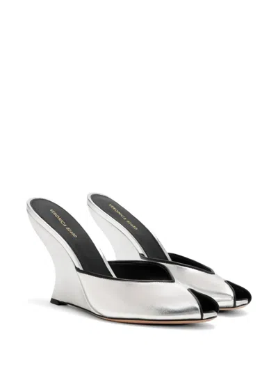 Veronica Beard Mirabel Mules In Silver