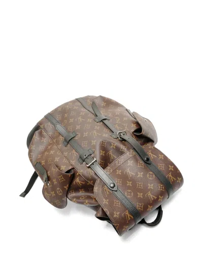 Pre-owned Louis Vuitton 2017 Mm Macassar Christopher Backpack In Brown