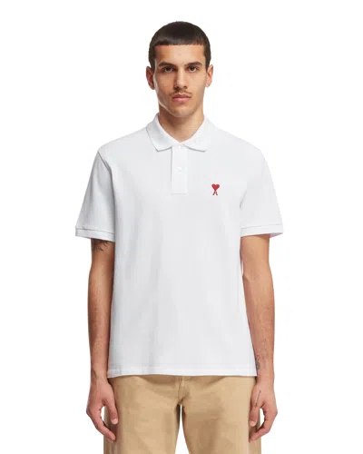 Ami Alexandre Mattiussi Ami Paris Men Cotton Polo Shirt With Iconic Embroidery In White