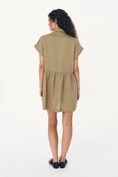 Rowie The Label Gina Linen Mini Dress In Brown