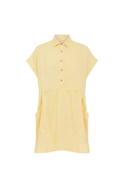 Rowie The Label Gina Linen Mini Dress In Neutral