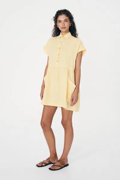 Rowie The Label Gina Linen Mini Dress In Neutral
