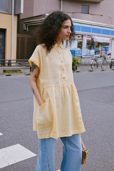 Rowie The Label Gina Linen Mini Dress In Neutral