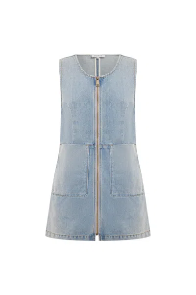 Rowie The Label Ivy Zip Mini Dress In Blue