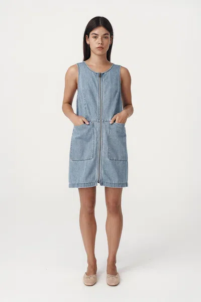 Rowie The Label Ivy Zip Mini Dress In Blue