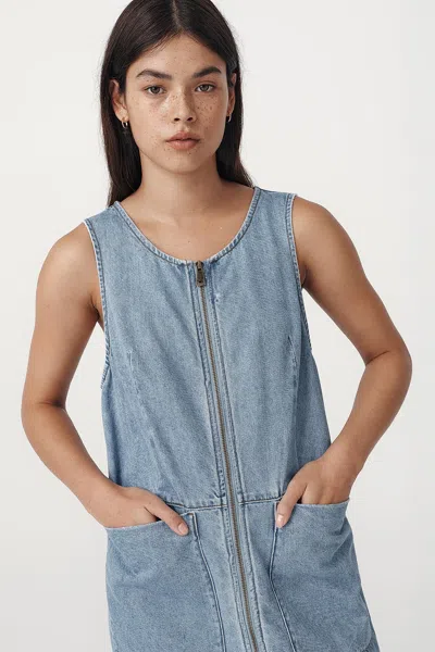 Rowie The Label Ivy Zip Mini Dress In Blue