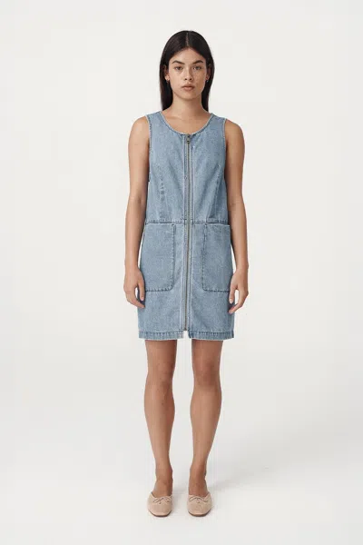 Rowie The Label Ivy Zip Mini Dress In Blue