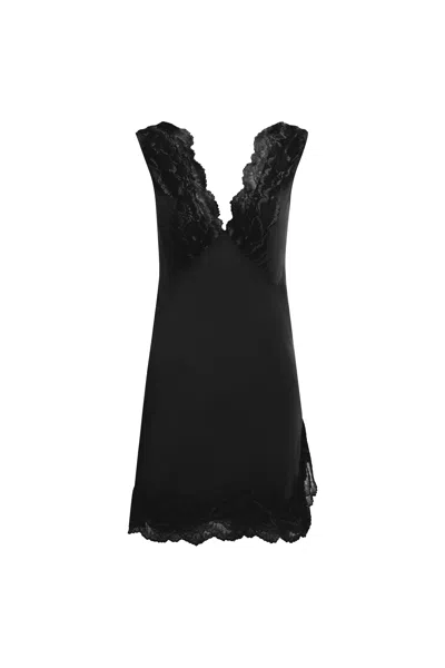 Rowie The Label Annie Silk Mini Dress In Black