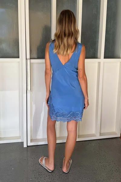 Rowie The Label Annie Silk Mini Dress In Blue