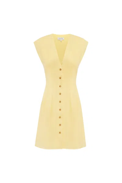 Rowie The Label Mira Linen Mini Dress In Neutral