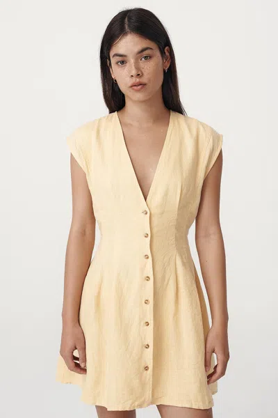 Rowie The Label Mira Linen Mini Dress In Neutral