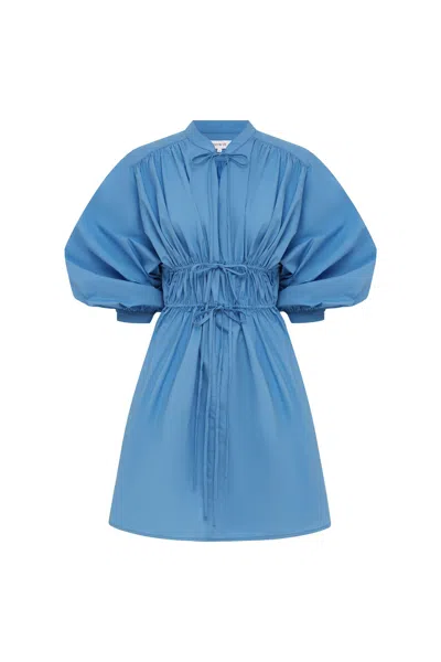 Rowie The Label Piper Organic Mini Dress In Blue