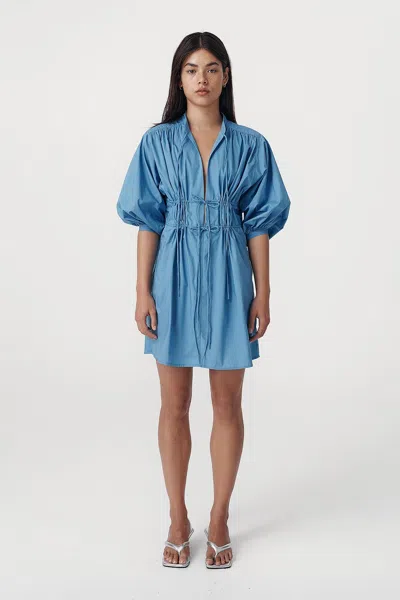 Rowie The Label Piper Organic Mini Dress In Blue