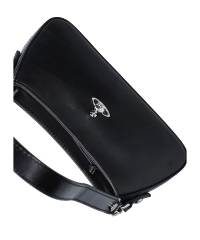 Vivienne Westwood Tasha Shoulder Phone Bag Faux Leather Black-3d-orb
