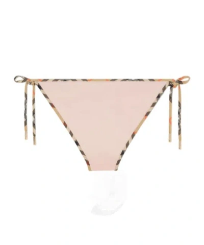 Burberry Women Bikini Bottoms With Checked Edges In Pink