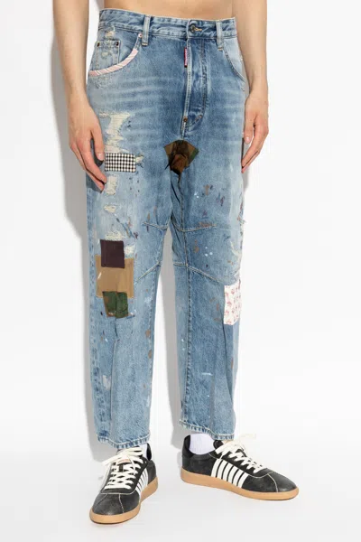 Dsquared2 Patchwork Jeans In Blue